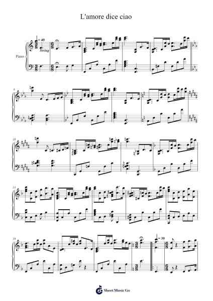 L'amore dice ciao Sheet Music by Armando Trovajoli-Arr.Dunkin Betcie