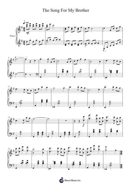 The Song For My Brother Sheet Music by Hye Seung Nam/Park Sang Hee-Arr.Vicnick Hoodpy