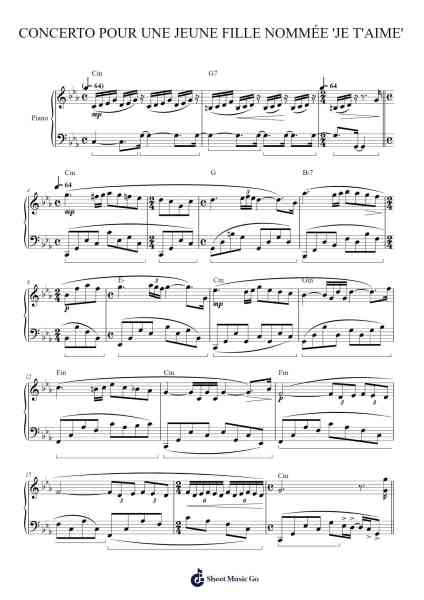 CONCERTO POUR UNE JEUNE FILLE NOMMÉE 'JE T'AIME' Sheet Music by Paul de Senneville-Arr.Faulkvan