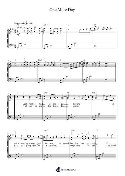 One More Day Sheet Music by Diamond Rio-Arr.Dempron Jacbess