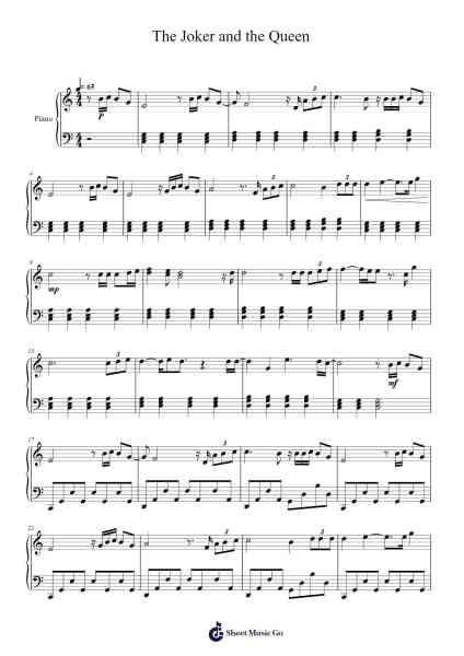 The Joker and the Queen Sheet Music by Ed Sheeran/Taylor Swift-Arr.Birwylde