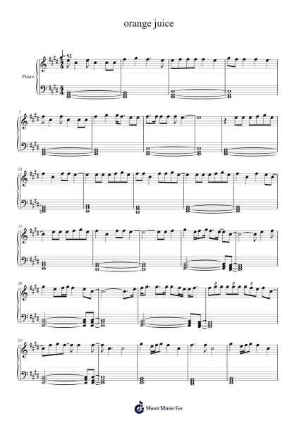 orange juice Sheet Music by Melanie Martinez-Arr.Gunchi