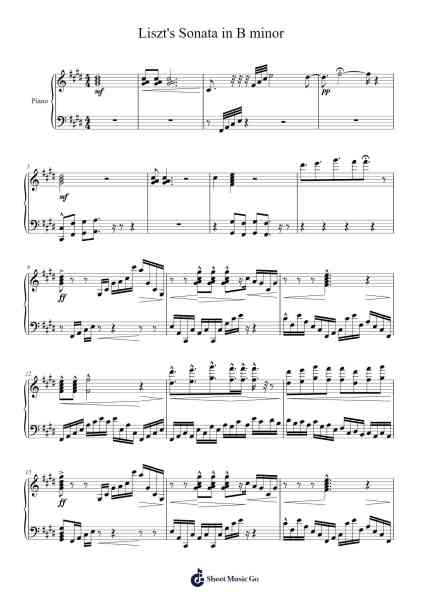 Liszt's Sonata in B minor Sheet Music by Franz Liszt-Arr.Prupert Cookegram