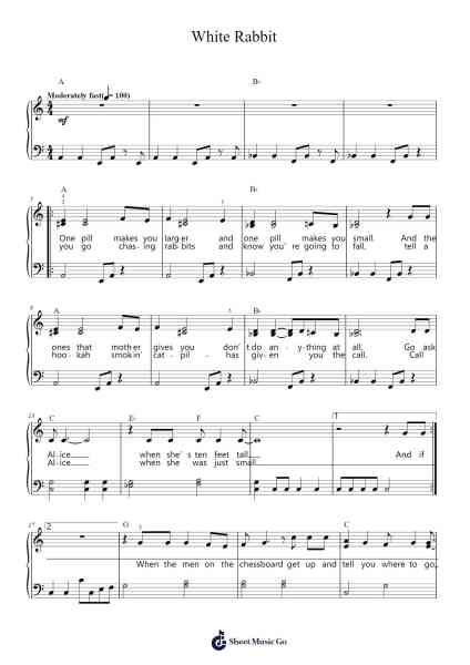 White Rabbit Sheet Music by Jefferson Airplane-Arr.Jounic Beauback