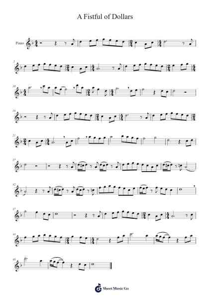 A Fistful of Dollars Sheet Music by Ennio Morricone-Arr.Demplis