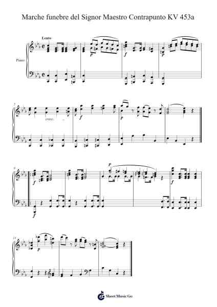 Marche funebre del Signor Maestro Contrapunto, KV 453a Sheet Music by Wolfgang Amadeus Mozart-Arr.Birdhearst