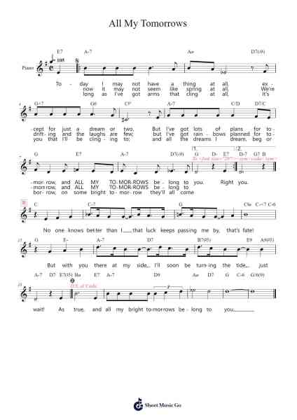 All My Tomorrows Sheet Music by Jimmy Van Heusen/Sammy Cahn-Arr.Glennby