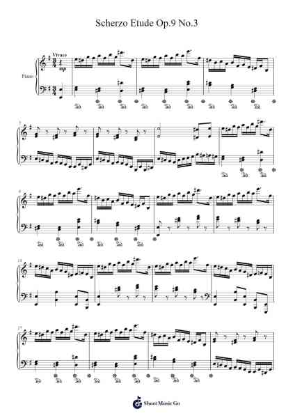 Scherzo Etude Op. 9 No. 3 Sheet Music by Mika Schmidt Morin-Arr.Rosworth
