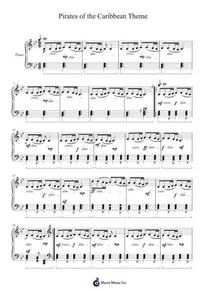 Pirates of the Caribbean Theme Sheet Music by Hans Zimmer-Arr.Cofvey Fieldmeo