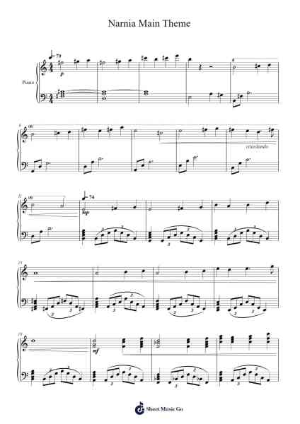 Narnia Main Theme Sheet Music by Harry Gregson-Williams-Arr.Georfoe