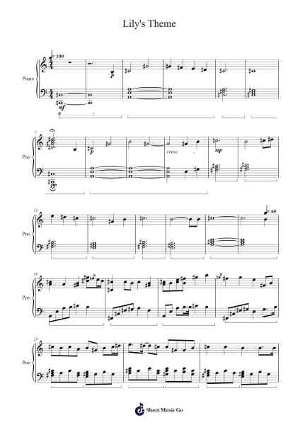 Lily's Theme Sheet Music by Alexandre Desplat-Arr.Lanme