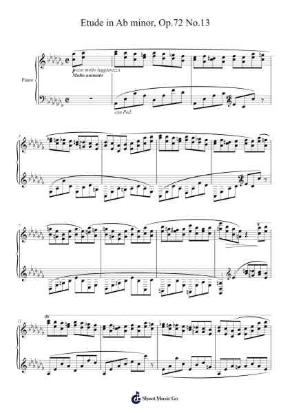 Etude in Ab Minor, Op. 72 No. 13 Sheet Music by Moritz Moszkowski-Arr.Gemruth Montlyn
