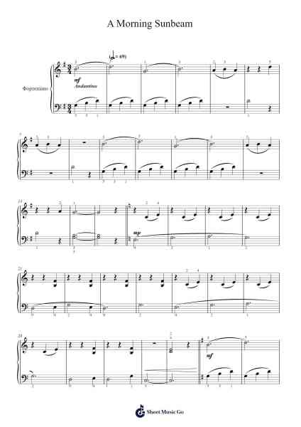 A Morning Sunbeam Sheet Music by Florence B. Prince-Arr.Caescott