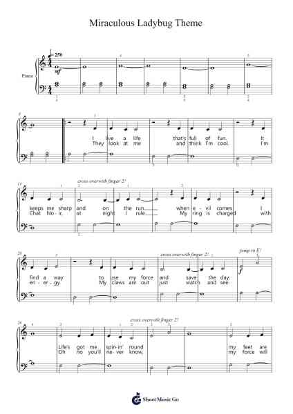 Miraculous Ladybug Theme Sheet Music by Misc Cartoons-Arr.Matlas
