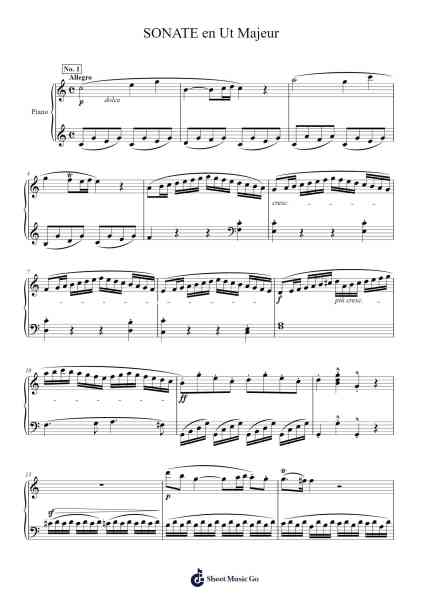 Sonata in C Major (Mozart) Sheet Music by Wolfgang Amadeus Mozart-Arr.Benga