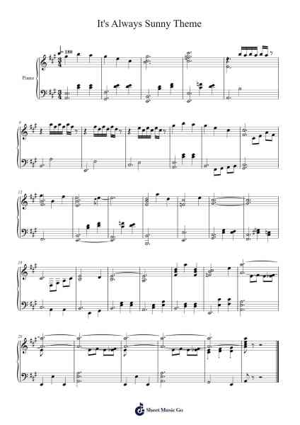 It's Always Sunny Theme Sheet Music by Heinz Kiessling-Arr.Kylenus Minruth
