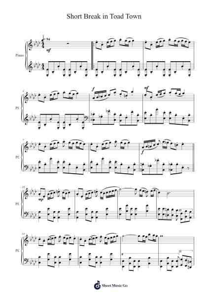 Short Break in Toad Town - Mario and Luigi: Bowser's Inside Story Sheet Music by Yoko Shimomura-Arr.Borgriel