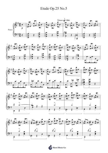 Etude in E Minor, Op. 25, No. 5 Sheet Music by Frédéric Chopin-Arr.Subill