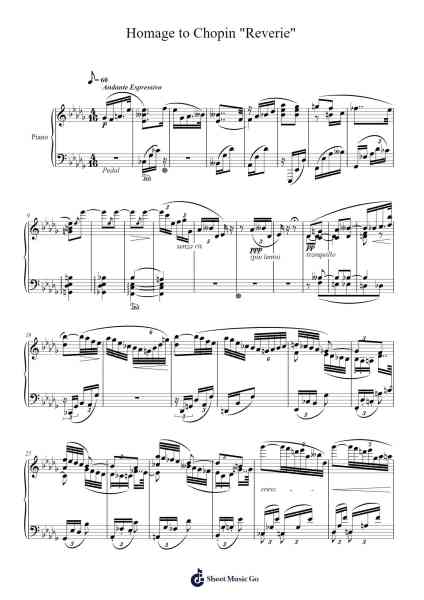 Homage to Chopin "Reverie" Sheet Music by M. Wong-Arr.Chadner