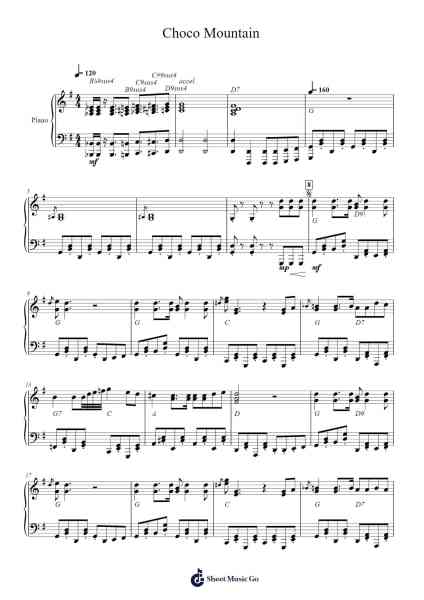 Choco Mountain Sheet Music by Kenta Nagata-Arr.Panvier Oisendan