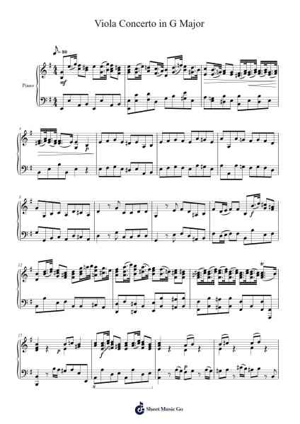 Viola Concerto in G Major Sheet Music by Georg Philipp Telemann-Arr.Spenborg