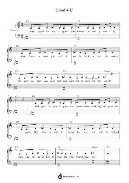 Good 4 U Sheet Music by Olivia Rodrigo-Arr.Humglas Leathus