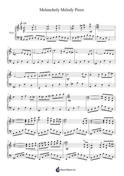 Melancholy Melody Piece Sheet Music by Masao Aichi-Arr.Gillnise