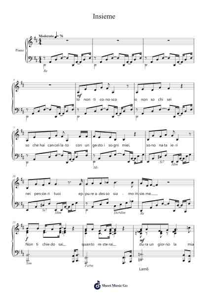 Insieme Sheet Music by Mina/Mogol Battisti-Arr.Ruskxine