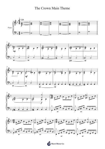 Main Theme from The Crown for Piano Sheet Music by Hans Zimmer-Arr.Mablia Finkeith