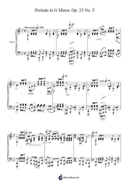Prelude in G Minor, Op. 23 No. 5 Sheet Music by Sergei Rachmaninov-Arr.Colbard Ramsdick
