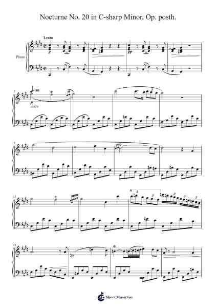 Nocturne No. 20 in C-Sharp Minor, Op. posth. Sheet Music by Frédéric Chopin-Arr.Oisenrob Clyger
