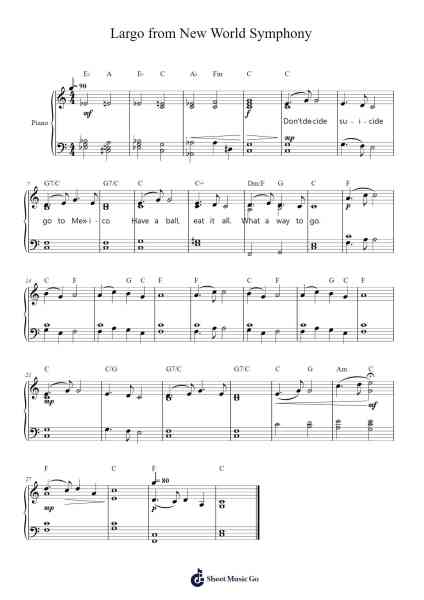 Symphony No. 9 in E Minor, "From the New World", Op. 95, B. 178: II. Largo Sheet Music by Antonín Dvořák-Arr.Steinter Rooridge
