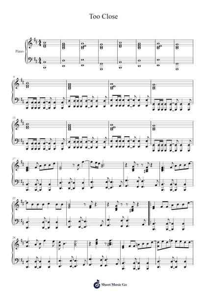 Too Close Sheet Music by Alex Clare-Arr.Rares