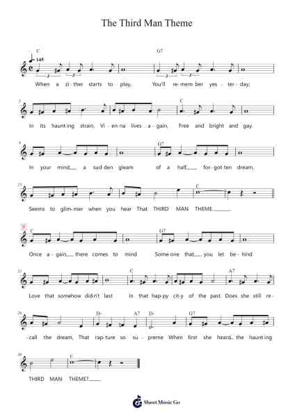 The Third Man Theme Sheet Music by Anton Karas-Arr.Georpir Manback