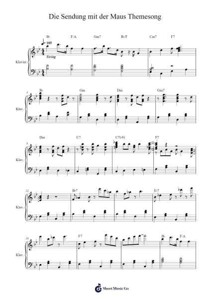 Die Sendung mit der Maus Themesong Sheet Music by Hans Posegga-Arr.Dougvid Gasrias