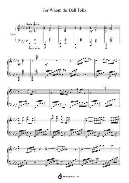 For Whom the Bell Tolls Sheet Music by Vioo'neil-Arr.Caelaide Fieldtes