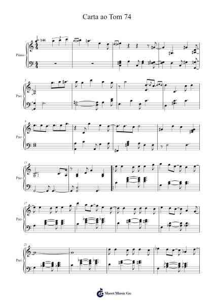 Carta ao Tom 74 Sheet Music by Vinicius de Moraes/Toquinho-Arr.Gracetience Hodril