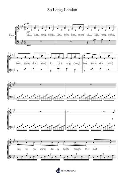 So Long, London Sheet Music by Taylor Swift-Arr.Walry