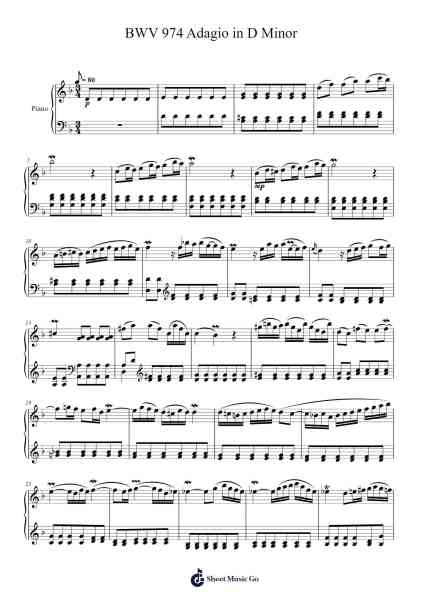 Concerto in D Minor, BWV 974: II. Adagio Sheet Music by Johann Sebastian Bach-Arr.Chandys Jehan