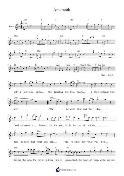 Amaranth Sheet Music by Nightwish-Arr.Pullbush