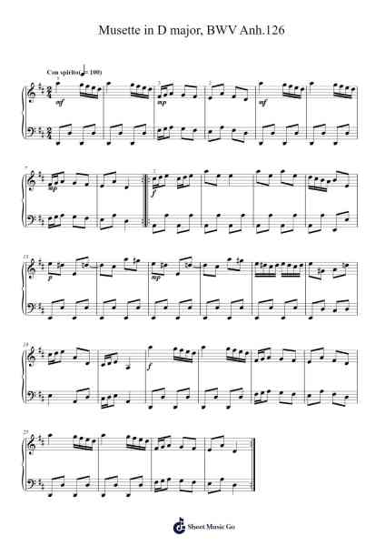 Musette in D Major, BWV Anh. 126 Sheet Music by Johann Sebastian Bach-Arr.Dilfred Haro