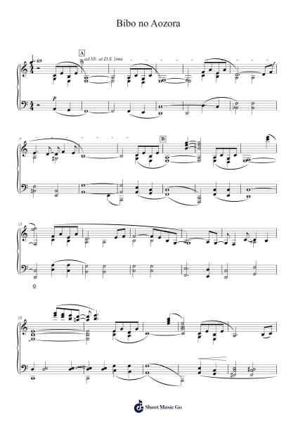 Bibo no Aozora Sheet Music by Ryuichi Sakamoto-Arr.Pegville