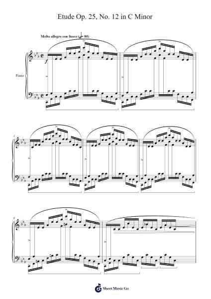 Étude Op. 25, No. 12 in C Minor Sheet Music by Frédéric François Chopin-Arr.Gorale Wattia