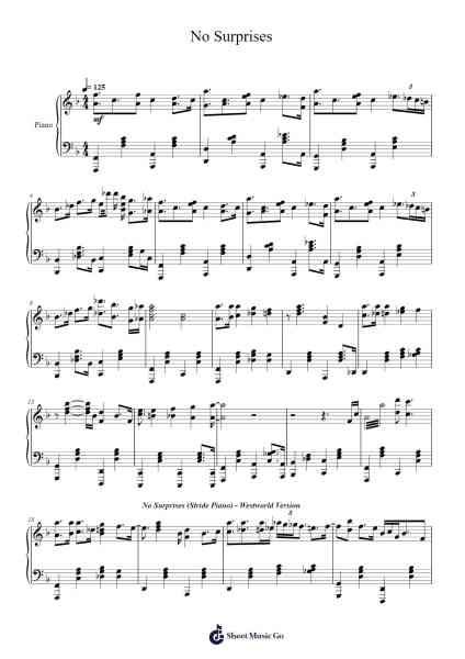No Surprises (Stride Piano) - Westworld Version Sheet Music by Ramin Djawadi/Radiohead-Arr.Kayien Goldine