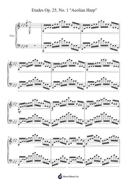 Etudes Op. 25, No. 1 in A-Flat Major "Aeolian Harp" Sheet Music by Frédéric Chopin-Arr.Saske