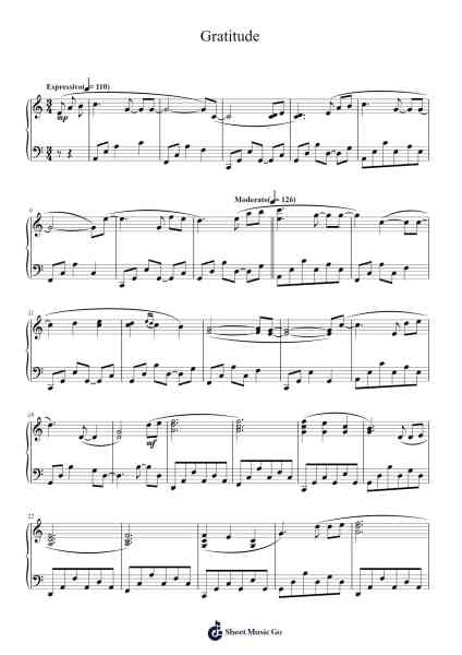 Gratitude Sheet Music by Michele McLaughlin-Arr.Jorthodore Adegee