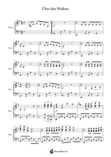 Über den Wolken Sheet Music by Reinhard Mey-Arr.Cliffcam Whbill