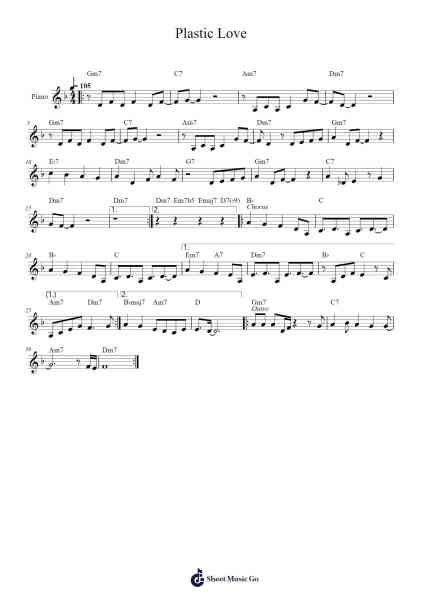 Plastic Love Sheet Music by Mariya Takeuchi-Arr.Wobob Lonray