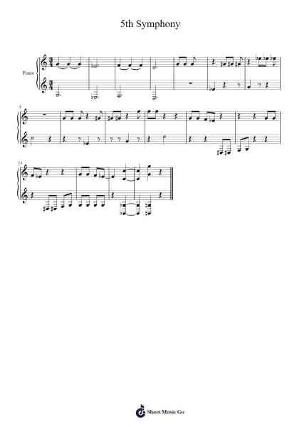 5th Symphony Sheet Music by Ludwig Van Beethoven-Arr.Popgram Migcky