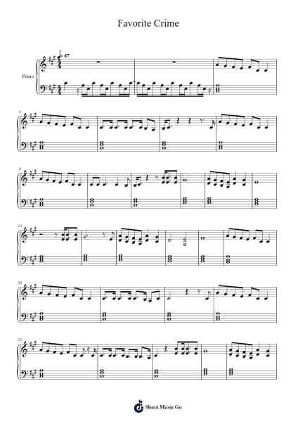 Favorite Crime Sheet Music by Olivia Rodrigo-Arr.Griries